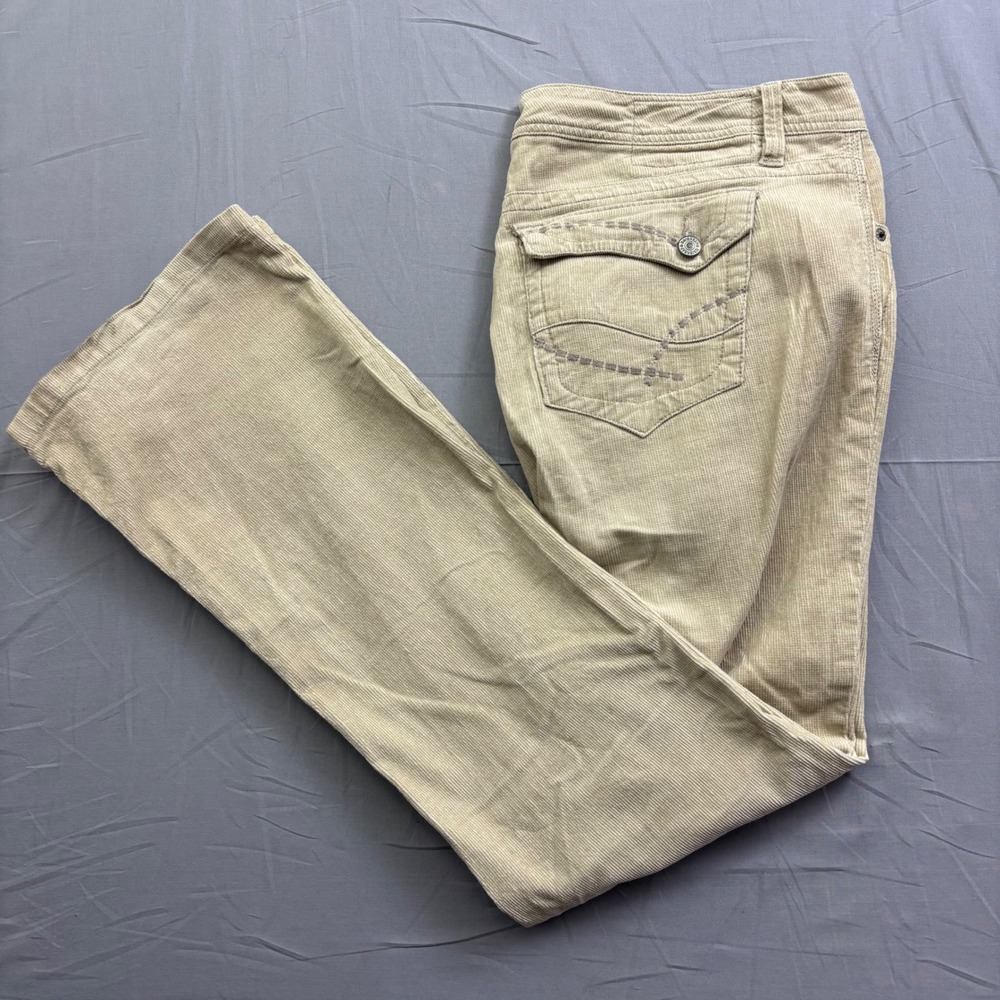 Unionbay Womens Tan Corduroy Bootcut Pants‎ Size 19 Beige Stretch Y2K Low Rise